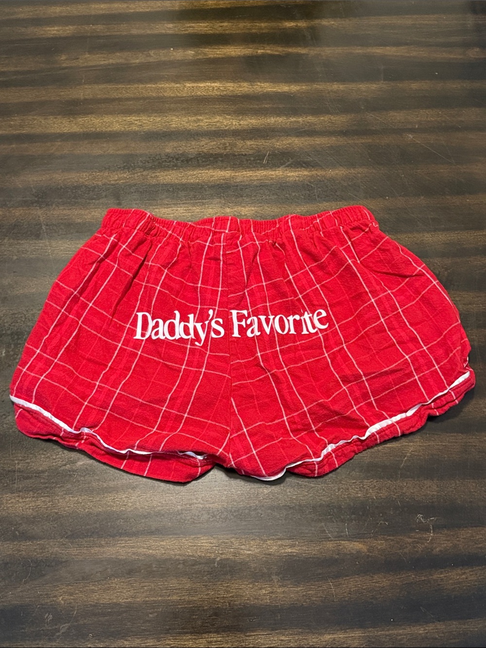 Alex Cooper Unwell Red Plaid 'Daddy's Favorite' Lounge Shorts